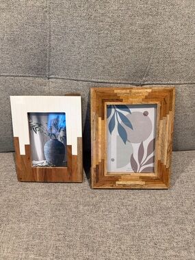 Wooden Accent Photo Frame - White & Natural Oak Finish